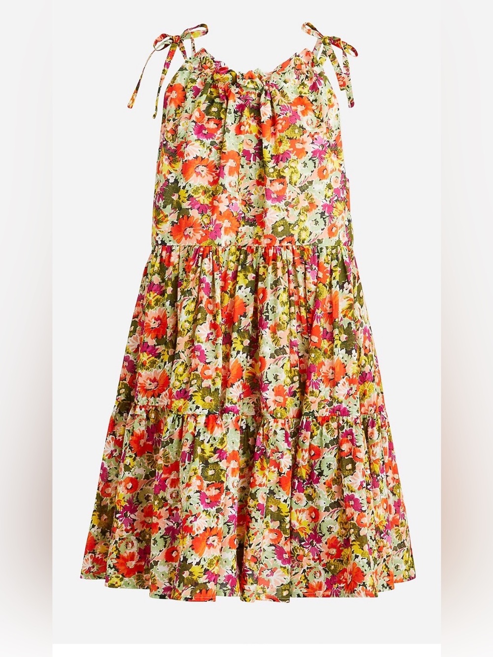 J. Crew Green Multi Floral Tie-Shoulder Sundress